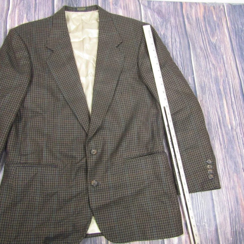 Oscar De La Renta Sport‎ Coat Mens L Brown Check Wool Tweed 2 Button Blazer